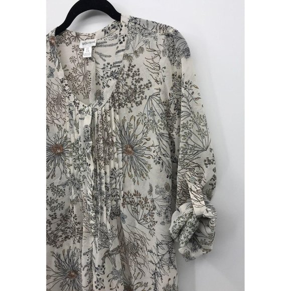 Motherhood Maternity Sheer Floral Top Roll Tab Sleeve Ivory Cream Small - Picture 6 of 6